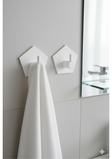 2 Li Askılık Kapı Arkası, Duvara Monte, Dayanıklı Malzeme, Beyaz 81 Beyaz