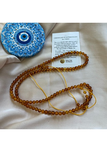 İlknur Doğal Taş Evi Kehribar Kolye Kahve