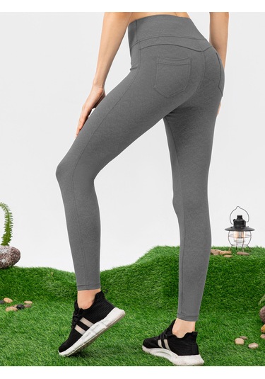 Jeemson Kadın Spor Taytı - Yoga, Koşu Ve Antrenman İçin Esnek Yüksek Bel Cep Detaylı 112 Karakter Gri