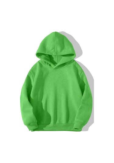 Brz Kids Unisex Çocuk Basic Hoodie Neon Yeşil
