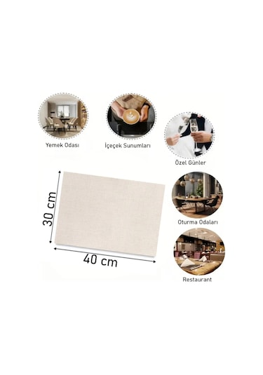 Love Coffee Tasarımlı Amerikan Servis, Tabak Altlığı & Şık Masa Dekoru, Ev Hediyesi, 2 Adet Krem