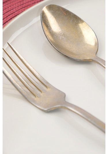 Lugga Maya Eskitme Gold Yemek Çatal Kaşık Bıçak Takımı 18 Parça Eskitme - Gold