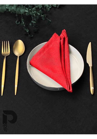 Kırmızı Kumaş Peçete Daily Serisi Kadife Görünümlü Kırmızı