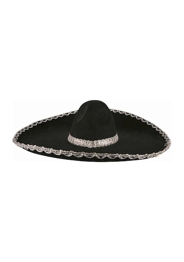 Sombrero Meksika Şapkası Mariachi Gümüş Şeritli Yetişkin Boy
