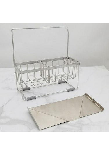 Youtek Paslanmaz Çelik Mutfak Sulu Eşya Rafı - Sponge, Mendil, Sabunluk İçin Su Akıtma Özelliği Ve Kaymaz Önlüğü Mendil Modeli Diğer