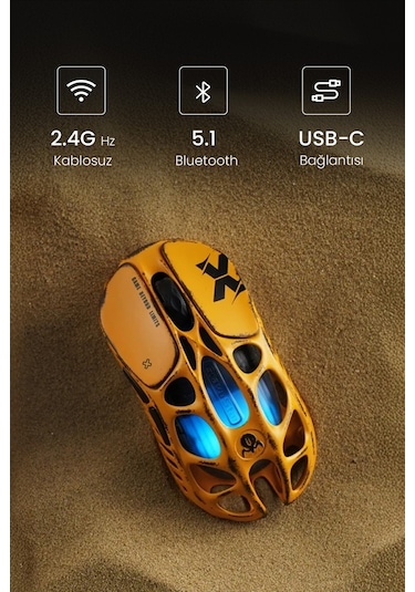 Gravastar Mercury X Rgb 32k Dpı Optik Gaming Mouse, Kablosuz, Magnezyum Alaşımlı, Programlanabilir 5 Mercury X