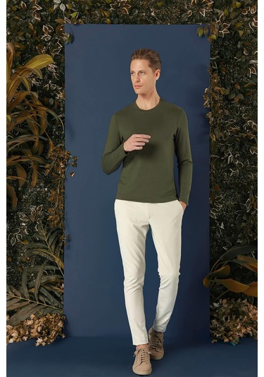 Ts 870 Slim Fit Haki Spor T-shirt Haki