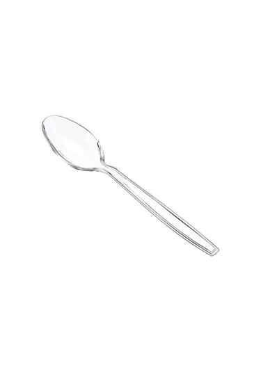 Sert Kalın Plastik Kaşık 100 Adet Lüks Şeffaf Kaşık