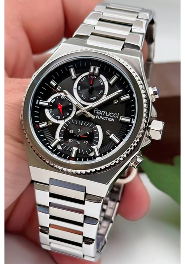 Ferrucci Function Erkek Kol Saati, Çelik Kordon & Özel Tasarım, 3atm Suya Dayanıklı Gümüş-siyah Sdfe Gümüş - Siyah