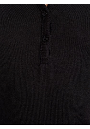 Dilvin 31544 Düğmeli Uzun Kollu Top-siyah Siyah