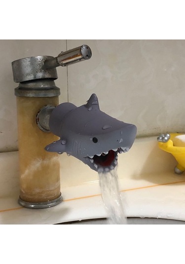 Geeroyoo Çocuklar İçin Kartun Köpek Balığı Desenli Ellik Su Tüpü - Suyu Önleyici, Kolay Kurulum, Hijyenik Eller Washer