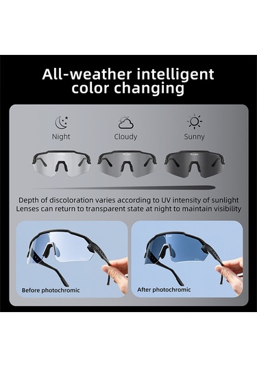 West Bıkıng Yp0703164 Tr90 Çerçeve Buğu Önleyici Bisiklet Gözlükleri Uv400 Fotokromik Güneş Gözlüğü - Siyah