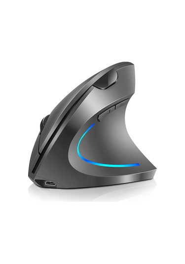 Yaozixa Dikey Ergonomik Kablosuz Fare - 2.4g+bt5.1, 3 Seviye Dpı 800-2400 , Şarj Edilebilir, Rgb Işıltı, Gri
