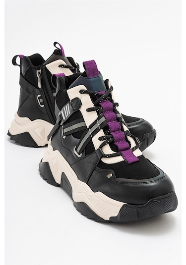 Luvishoes Clara Siyah Mor Kadın Spor Bot Mor - Siyah