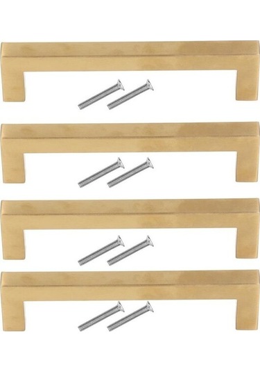 4 Adet. Altın Paslanmaz Çelik Mutfak Dolabı Kapı Kolu, Dolap Yedek Kulpları, 12x12x193mm..debuns