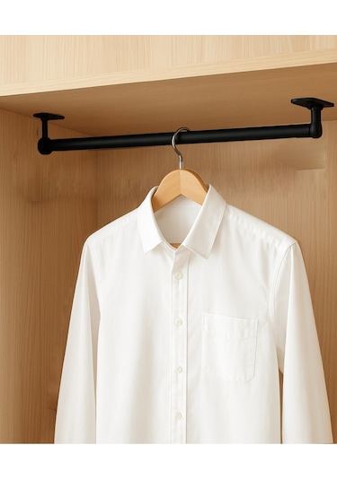 Dolap Askı Borusu Yuvarlak Siyah 40 Cm Siyah