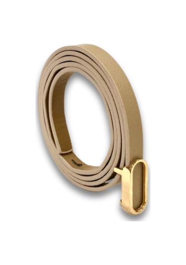 Vos Versa Oval Gold Tokalı Siyah İnce Kadın Kemeri Vosdk0219101 Vizon