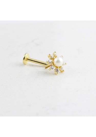 Glorria Altın İnci Tragus Piercing Altın