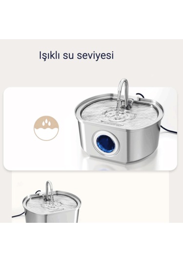 Ecronicword Paslanmaz Çelik Evcil Hayvan İçme Çeşmesi Kedi Köpek 3.2l W12