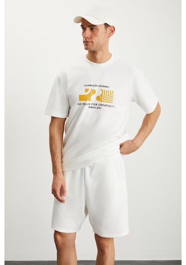 Grimelange RAMADANP009 Erkek 75% Pamuk 25% Polyester Ekru Şort