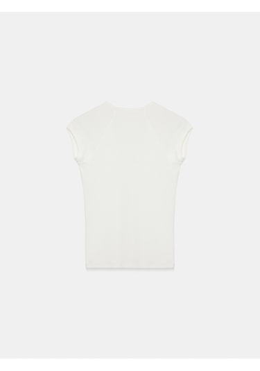 Dilvin 32894 V Yaka Fit T-shirt-ekru