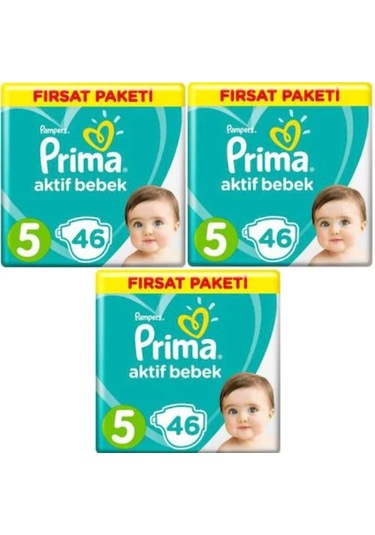 Prima Pampers Aktif Bebek Junior Bebek Bezi 11-16 KG 5 Beden 3 x 46 Adet 3'lü