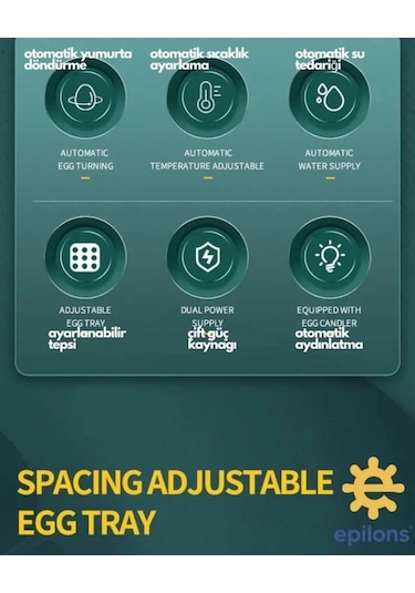 130 Yumurtalık Tam Otomatik Kuluçka Makinesi Extra Yedek Motorlu Akü Kablolu Silindir Viyollü Profes