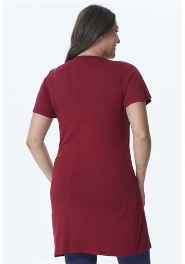 Boyun Detaylı Penye Tunik-bordo Bordo