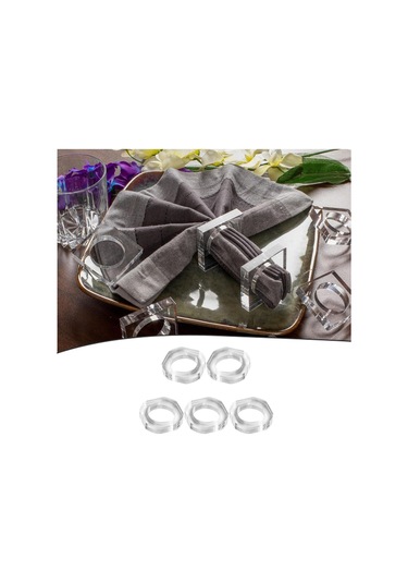 Suntek 5 Adet Peçetelik Halkaları Moda Şeffaf Aile Kare