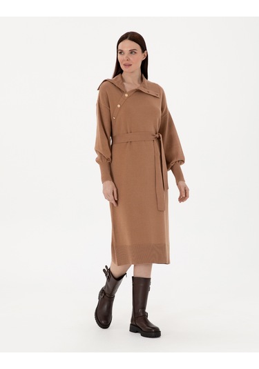 Pierre Cardin Kadın Camel Elbise Triko 50290559-vr015 Camel