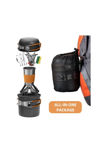 Kamp Tencere Portatif Dağınıklık Kiti Kamp Tencere Y27900c-1 Turuncu