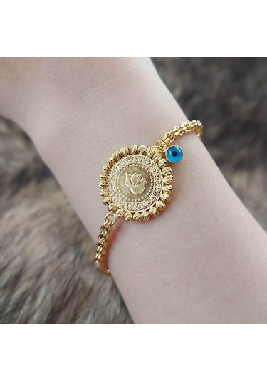 Altınbeyi Göz Boncuklu Çeyrekli Altın Bileklik Sarı Altın