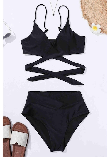 Angelsin V Kesim Bikini Altı Siyah 001