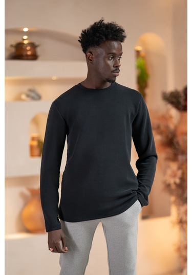 Paul Martin Modal Esnek Kumaş Regular Fit Mevsimlik Sweatshirt Siyah