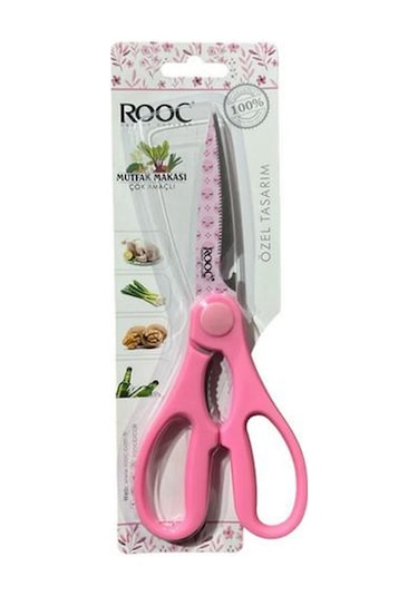 Rooc Pembe Desenli Çok Amaçlı Mutfak Makası Gülen Surat