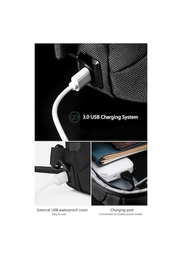 Yunboo Erkekler İçin Usb Şarjlı, Hırsızlığa Karşı Su Geçirmez Sırt Çantası - Ozuko Çok Renkli