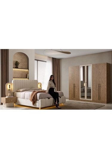 Santorini Mdf Yatak Odası Takımı Modüler Dolaplı