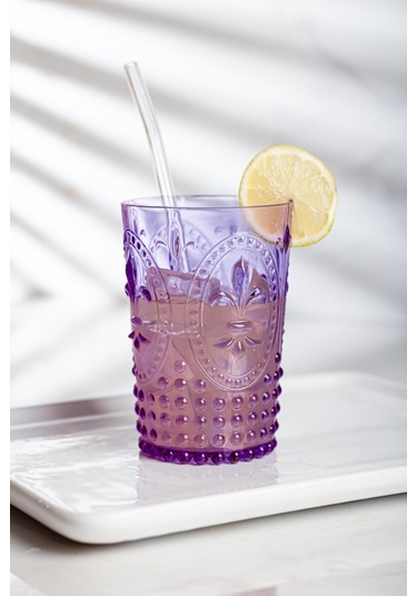 Akrilik Mor 6'lı Kısa Bardak & Su Meşrubat Kahve Yanı Bardağı 400 Ml Cam Değildir