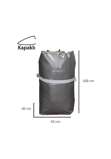 Branda Taşıma Çuvalı 50x40 100cm Kapaklı,Ipli ,Cepli 170gr. GÜMÜŞ