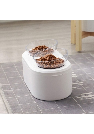 Dm Cbtx Şeffaf Hayvan Kasesi, Tahıl Saklama, Boyun Koruyucu Eğik Çiftli Kase Beyaz