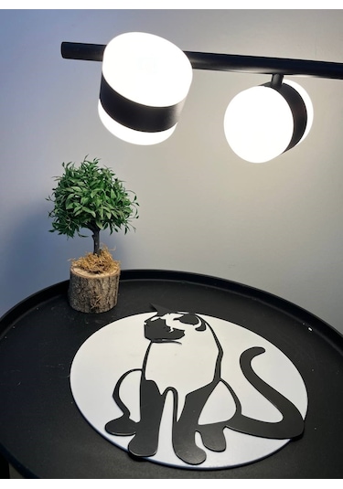 Kedi Desen Lazer Kesim Metal Tablo