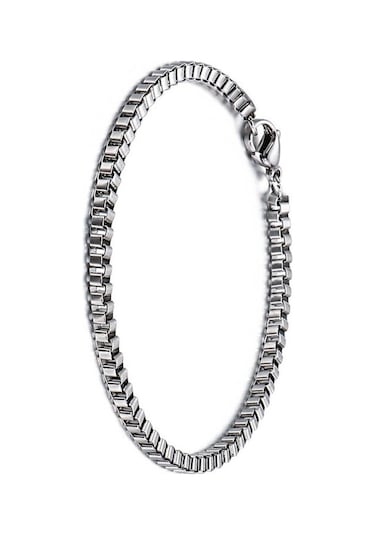 Küp Model Spor Erkek Çelik Bileklik Künye Zincir  Eck21B Beyaz