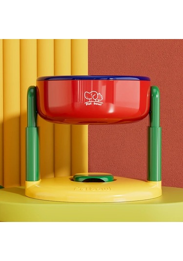 Elmpaly Pembe Yaprak Desenli Emniyetli Vakum Tabanlı Köpek Kedi Mama Kabı