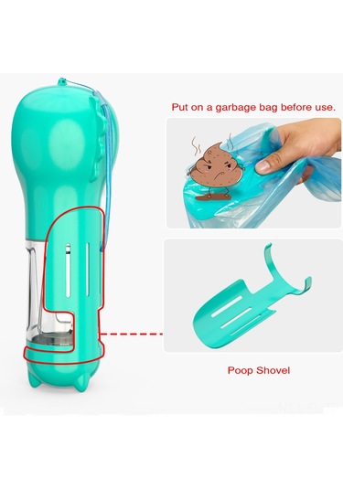 Lemestar Köpek Seyahat Su Fincanı - 300ml Multifonksiyonlu Pet İçme Aleti Ve Koku Temizleyici Seti Mavi