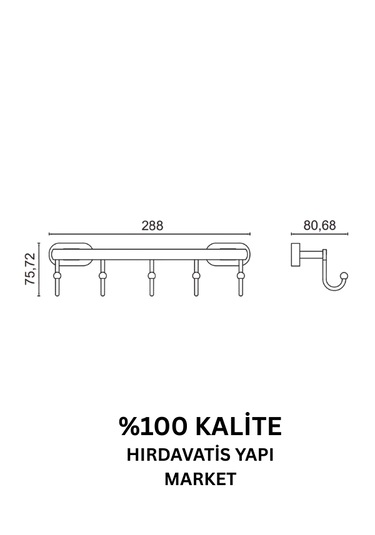Çelik Banyo Paslanmaz Pirinç Zirve 5 Li Askılık Gri