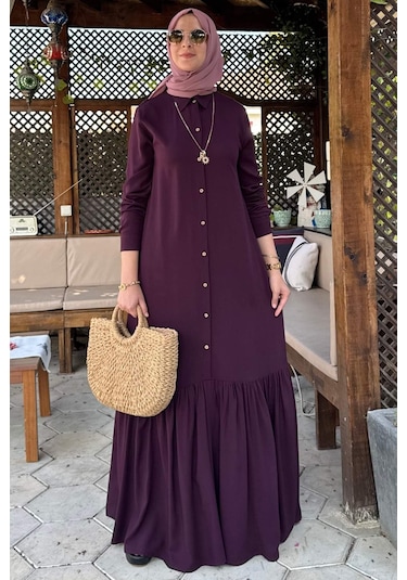 Süreyya Gömlek Elbise Mürdüm Normal