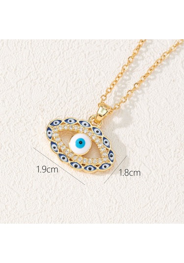 Takı: Titanyum Çelik Köprücük Kimi Zinciri, Renkli Zirkon Taşlı Göz Pandantif, Şeytan Gözü Kolye Altın-gümüş-siyah Çok Renkli