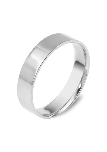 Alyans 14 Ayar Altın Yüzük Köşeli Geniş Beyaz 5,15 Gram