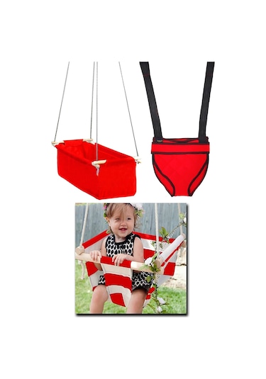 Indirimsmart Bundera Eko Üçlü Set Kırmızı Bebek Hamak Beşik Hoppala Zıpzıp