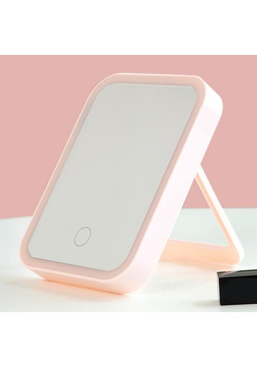 Suntek Usb Makyaj Kozmetik Döner Ayna Dokunmatik Ekran Pembe Tek Işık